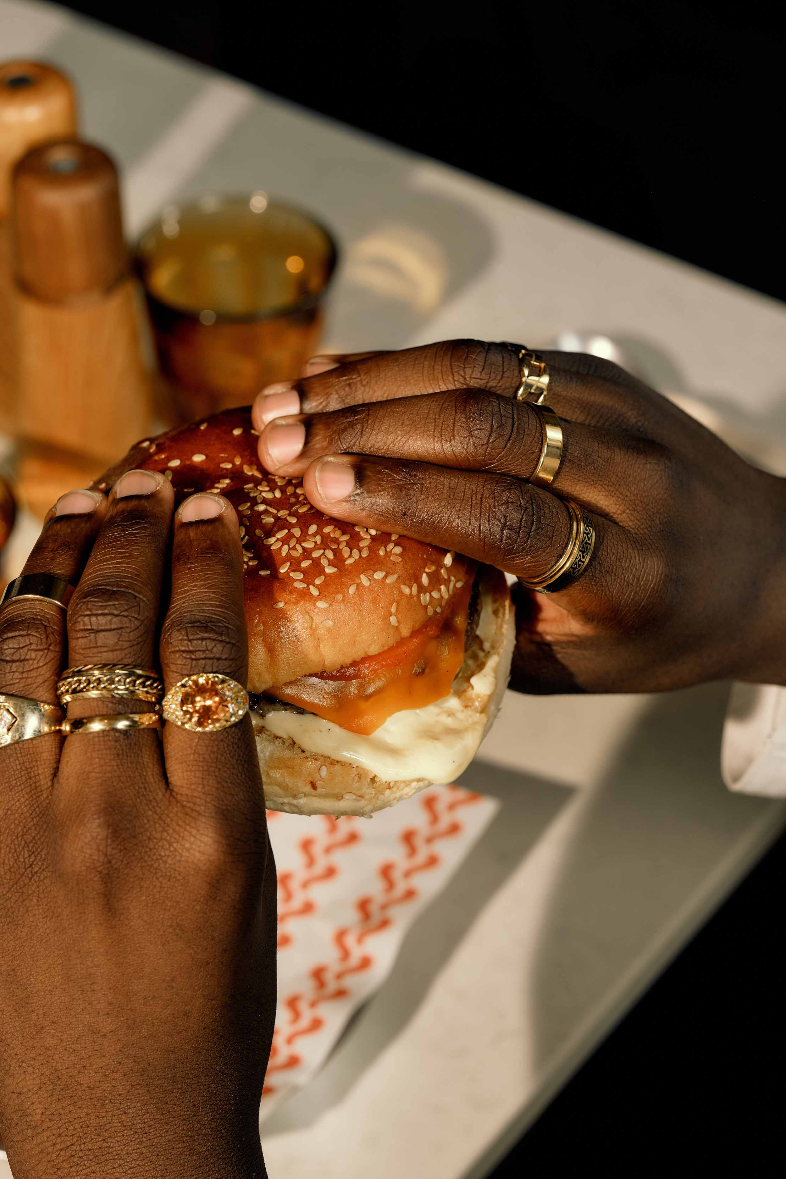 person holding a burger at cantina valentina dublin